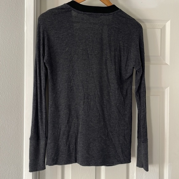 Anthropologie Three Dots Cardigan Size Small Boyfriend Block Knit Gray Black - Picture 5 of 5